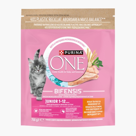 Purina One Hrană uscată pentru puii de pisică One Junior, 750g, cu pui și cereale integrale