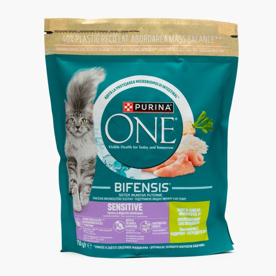 Purina One Hrană uscată pentru pisici One Sensitive, 750g, cu curcan și orez