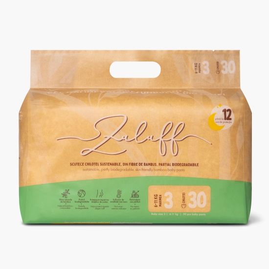 ZULUFF Scutece chiloțel din bambus mărimea 3, 6-11 kg, 30 buc (cu Genius)