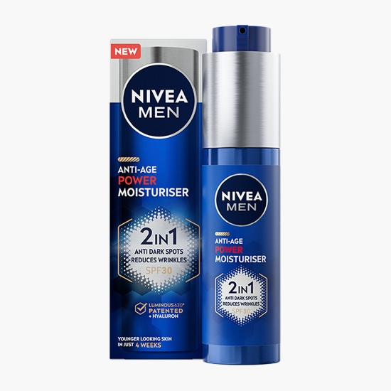 Nivea Cremă de față Men Anti-Age Power 2în1 cu Acid Hialuronic și Luminous630, 50ml