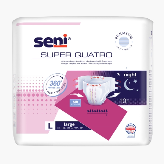 Seni Scutece adulți Super Quatro, mărime L, 10buc