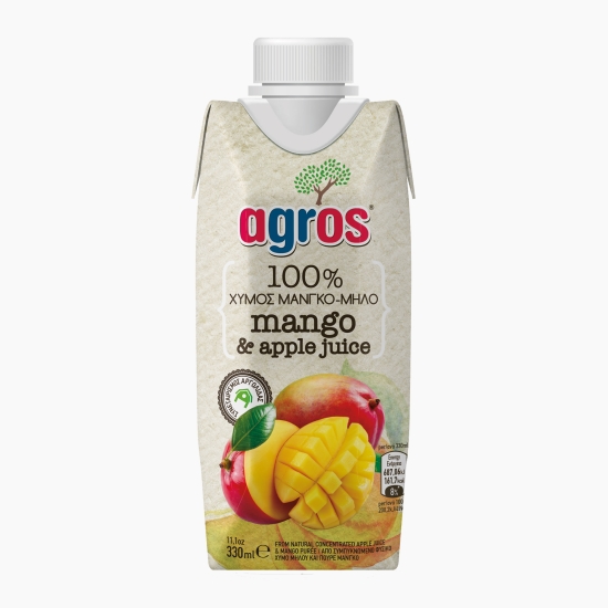 Agros Suc mango și mere 100%, fără zahăr adăugat 330ml