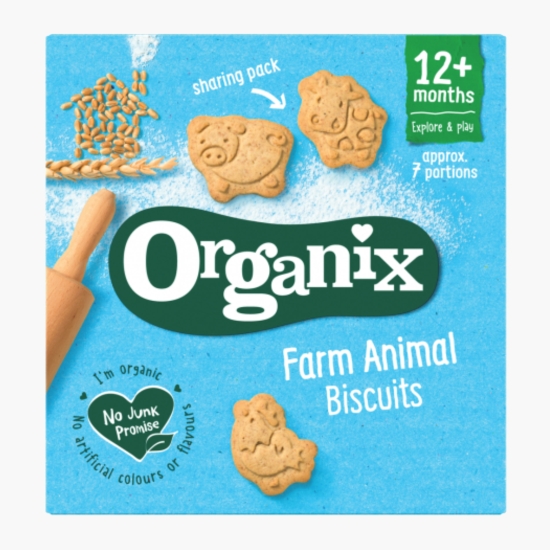 Organix Biscuiți BIO pentru copii, formă animale, +12 luni, 100g (cu Genius)