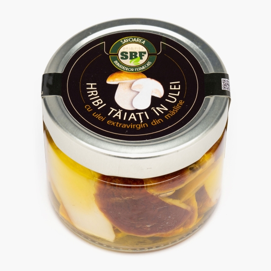 SBF- SAVOAREA BUNATATILOR FERMECATE Hribi tăiați în ulei 314ml (cu Genius)