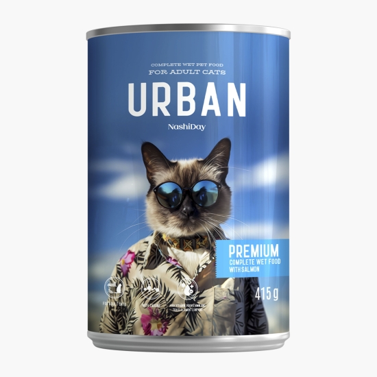 URBAN Hrană umedă NashiDay Cat Premium pentru pisici cu somon, 415g