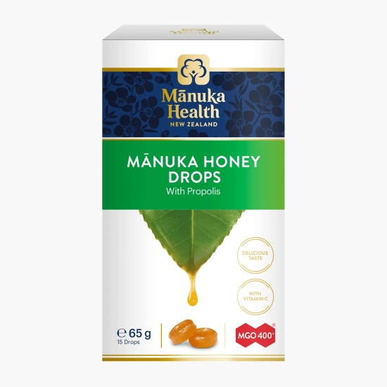 Manuka Health Bomboane cu miere de Manuka MGO 400+, Vitamina C, propolis, 65g