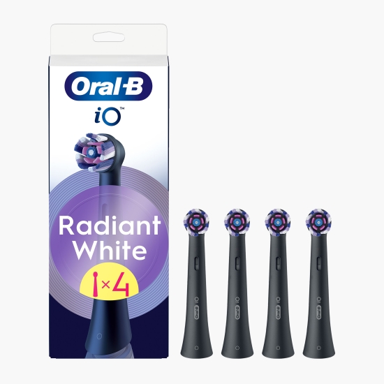 Oral-B Rezerve periuța de dinți iO Radiant White, compatibile doar cu seria iO, Negru, 4 buc