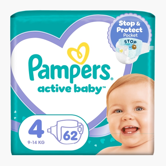 Pampers Scutece Active Baby mărimea 4, 9-14kg, 62 buc