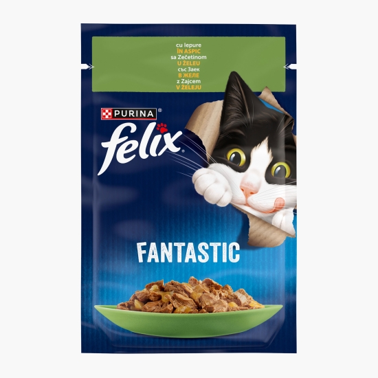 Felix Hrană umedă pentru pisici, 85g, Fantastic cu iepure în aspic