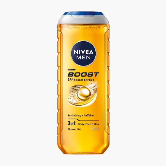 Nivea Gel de duș bărbați Boost 3în1, pentru corp, față și păr 500ml