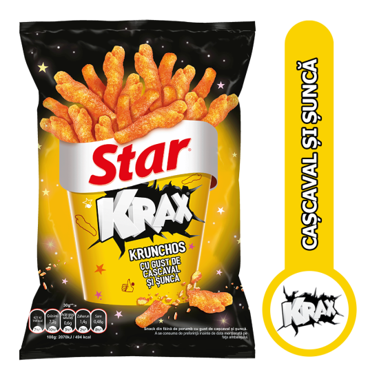 Star Pufuleți cu gust de cașcaval și șuncă 60g (cu Genius)