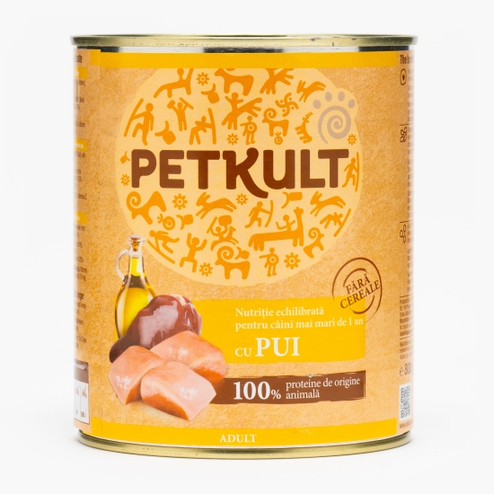Petkult Hrană umedă pentru câini adulți, cu pui, 800g