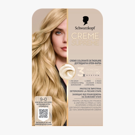 Creme Supreme Vopsea de păr, 9-0 blond natural foarte deschis