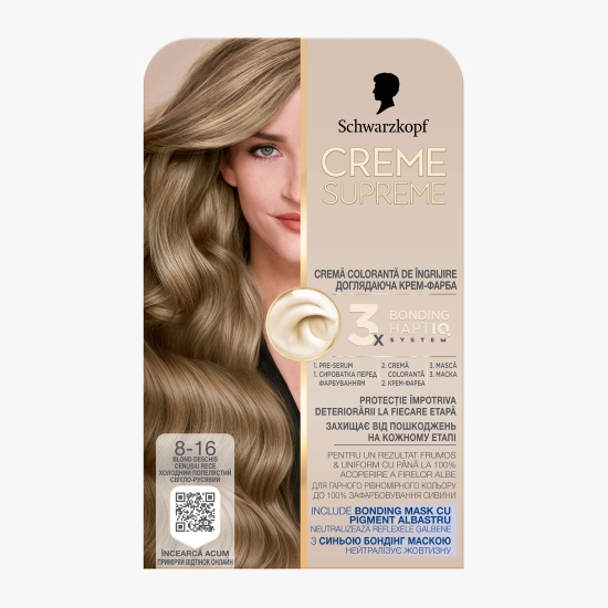 Creme Supreme Vopsea de păr, 8-16 blond deschis cenușiu rece