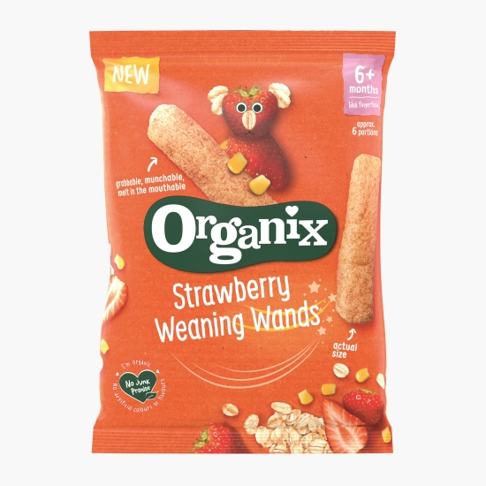 Organix Baghete BIO din porumb, ovăz și căpșuni, 25g, +6 luni (cu Genius)