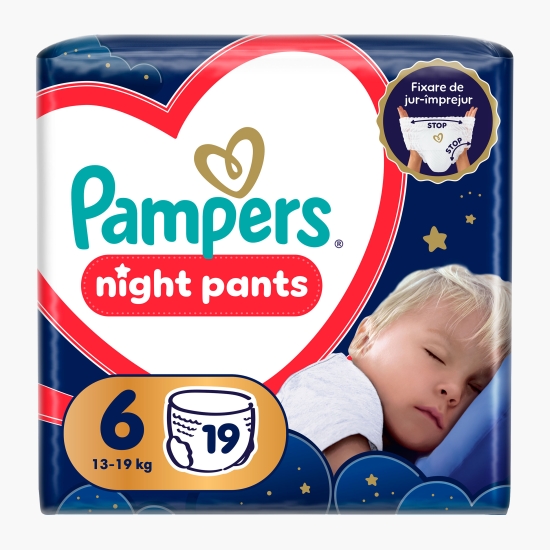 Pampers Scutece chiloțel Night Pants, mărimea 6, 13-19kg, 19 buc