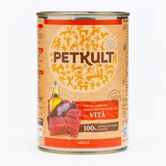 Petkult Hrană umedă pentru câini adulți, cu vită, 400g