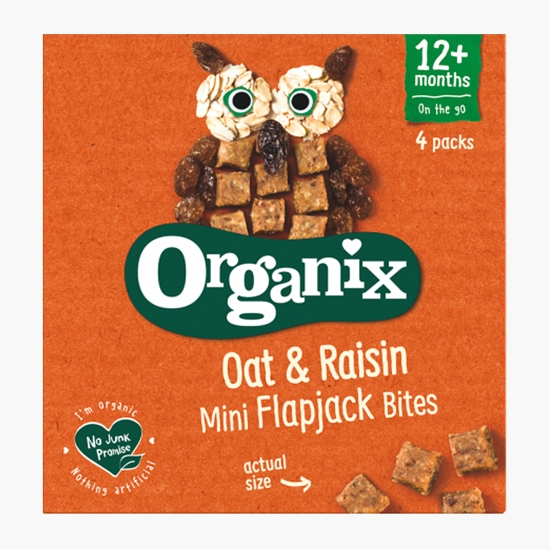 Organix Cubulețe BIO moi din ovăz integral și stafide, 4x20g, 12+ luni (cu Genius)