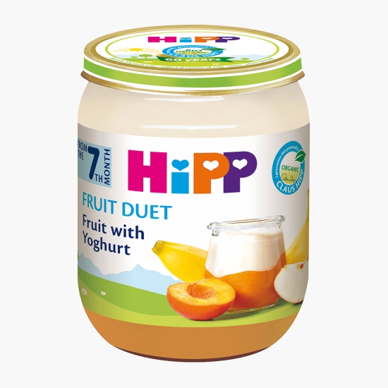 HiPP Gustare ECO Fruit Duet cu fructe și iaurt, +7 luni, 160g