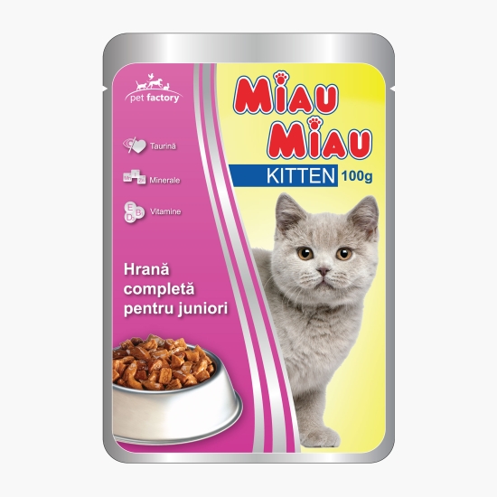 Miau Miau Hrană umedă pentru pisici junior, 100g, pui