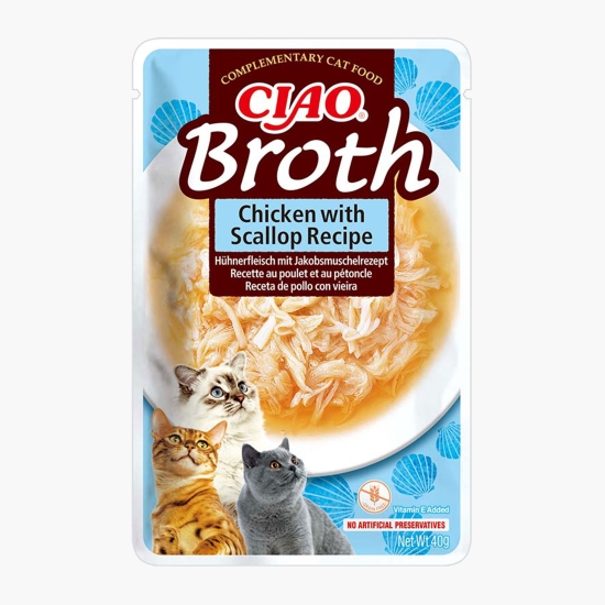 Inaba Hrană umedă pentru pisici Ciao Broth Pui & Scoici 40g (cu Genius)