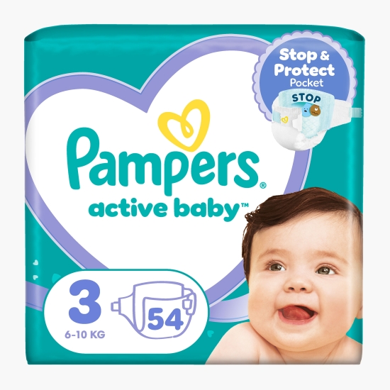 Pampers Scutece Active Baby, mărimea 3, 6-10kg, 54 buc (cu Genius)