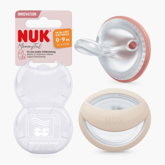 Nuk Suzete din silicon Mommy Feel, 0-9 luni, Roșu & Crem, 2 buc