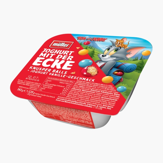 Müller Iaurt mix Tom&Jerry vanilie, cu biluțe colorate crocante 140g