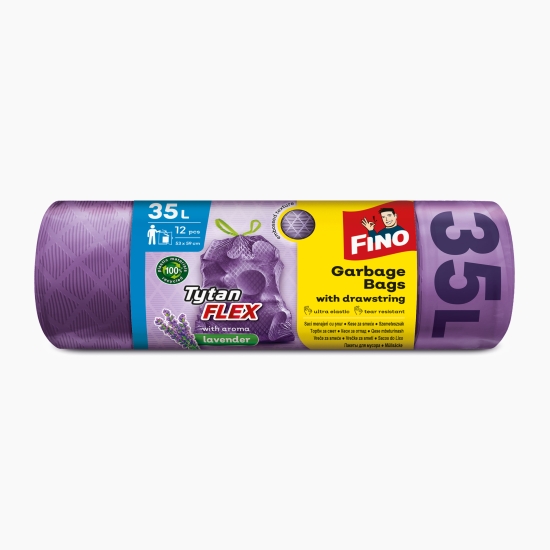 Saci menajeri embosați cu parfum de lavandă Tytan Flex, 35l, 12 Buc