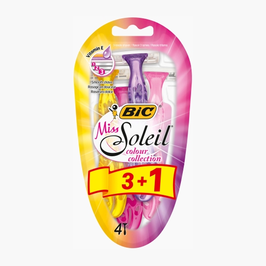 BiC Aparat de ras pentru femei Miss Soleil Colour Collection 3 lame, 4 buc