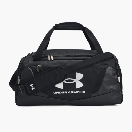 Under Armour Geantă Duffle, mărime S-M, 40l, negru/argintiu metalic