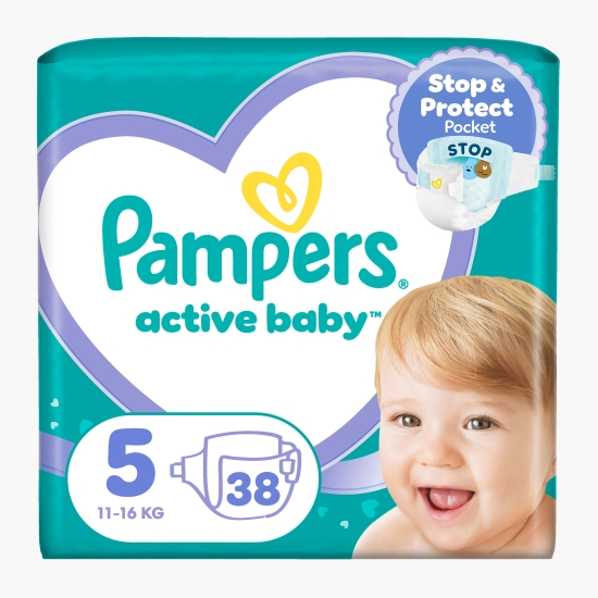 Pampers Scutece Active Baby, mărimea 5, 11-16kg, 38 buc (cu Genius)