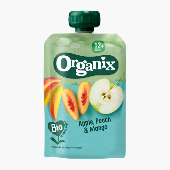 Organix Piure BIO de măr, piersică și mango, 100g, +12 luni (cu Genius)