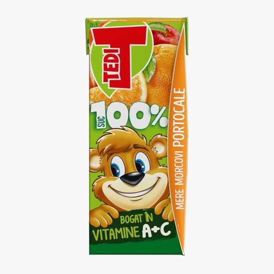 Tedi Suc 100% mere, morcovi, portocale 200ml