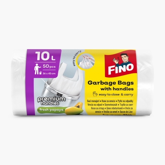 Saci menajeri parfumați și colorați cu mânere, 10l, 50 buc