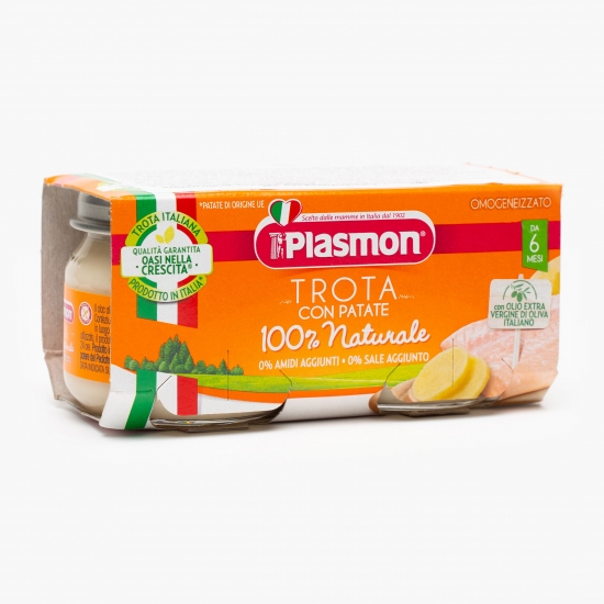 Plasmon Piure omogenizat din păstrăv cu legume, +6 luni, 2x80g
