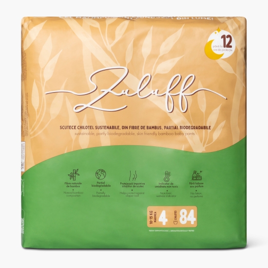 ZULUFF Scutece chiloțel din bambus mărimea 4, 10-15kg, 84 buc (cu Genius)