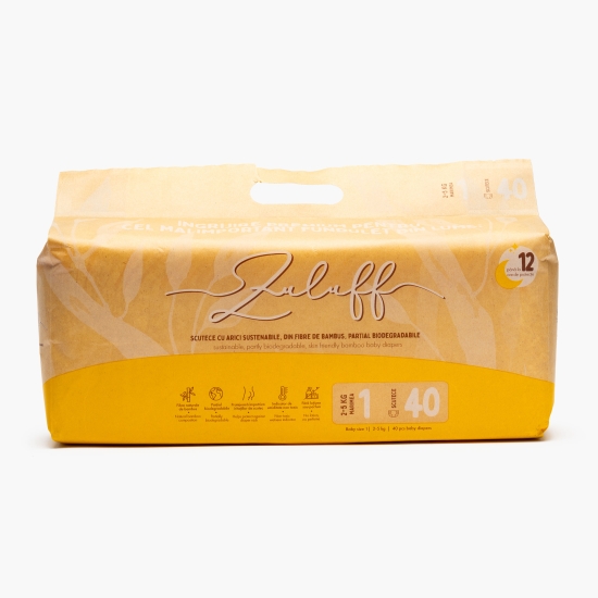 ZULUFF Scutece din bambus mărimea 1, 2-5kg, 40 buc (cu Genius)