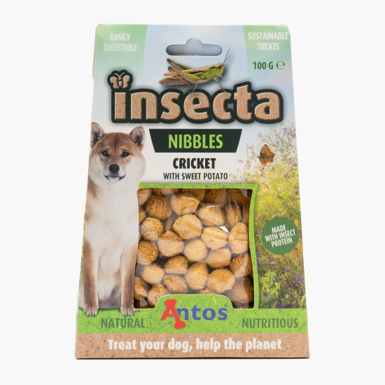 Antos Recompense pentru câini Insecta Nibbles Cricket & Sweet Potato, 100g (cu Genius)
