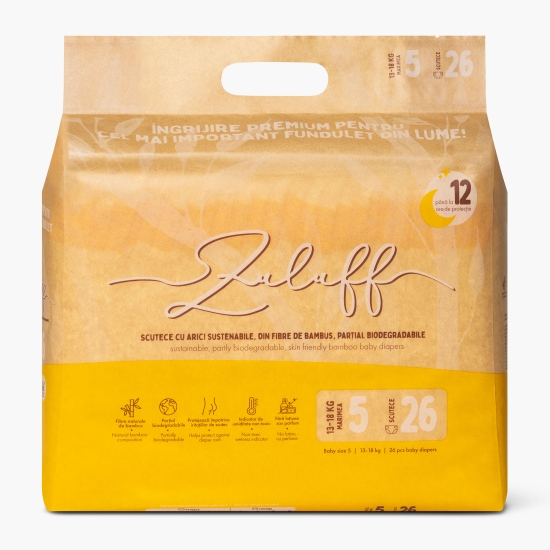 ZULUFF Scutece cu arici din bambus mărimea 5, 13-18kg, 26 buc