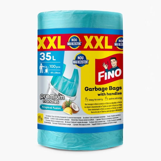 Fino Saci menajeri parfumați și colorați cu mânere, 35l, 100 buc