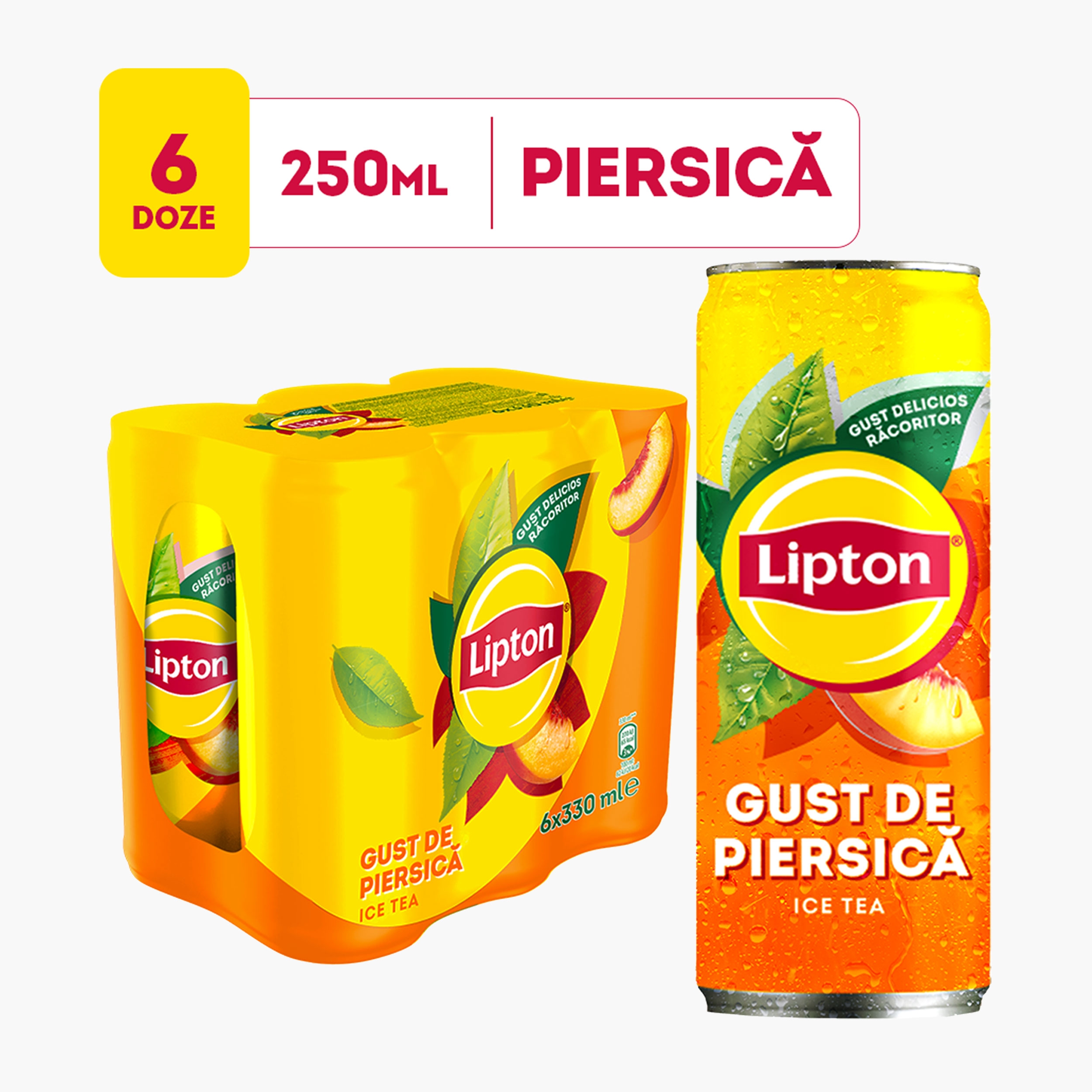 Ceai negru cu piersică, fără zahăr, 500ml - Prospețime și