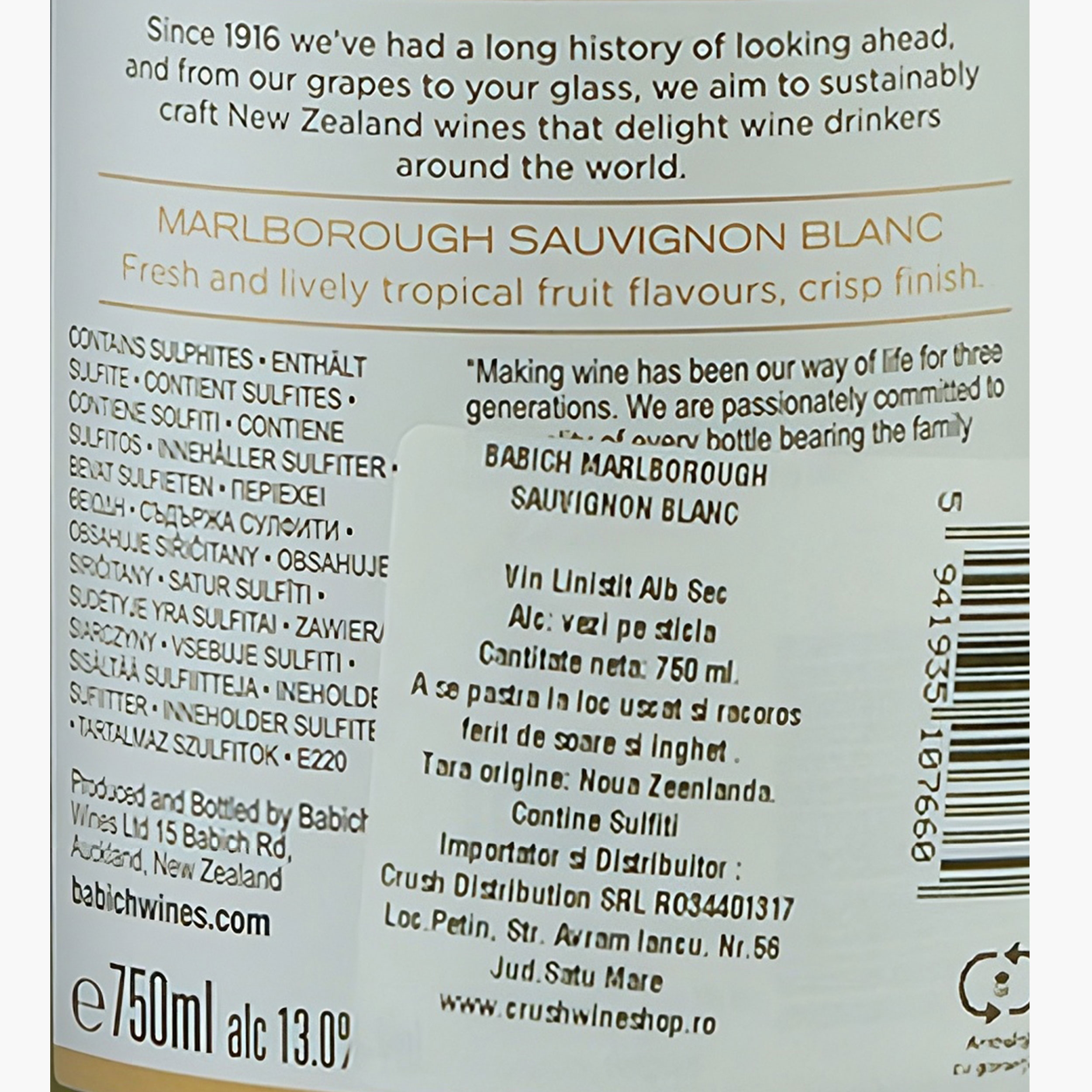 Vin alb sec Black Label Sauvignon Blanc, 13%, 750ml - Prospețime