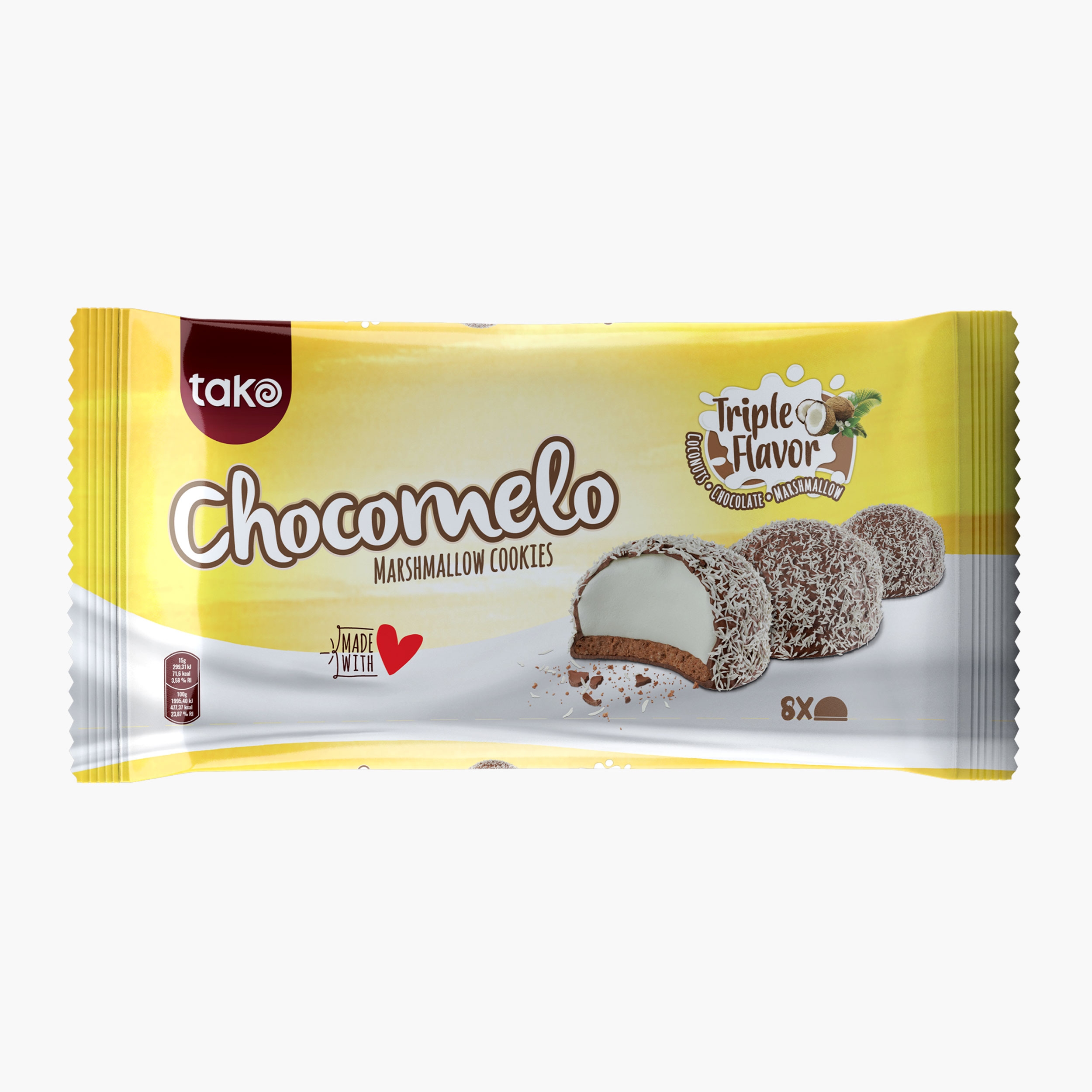 Prăjitură cu bezea și cocos, Chocomelo 120g - Prospețime și