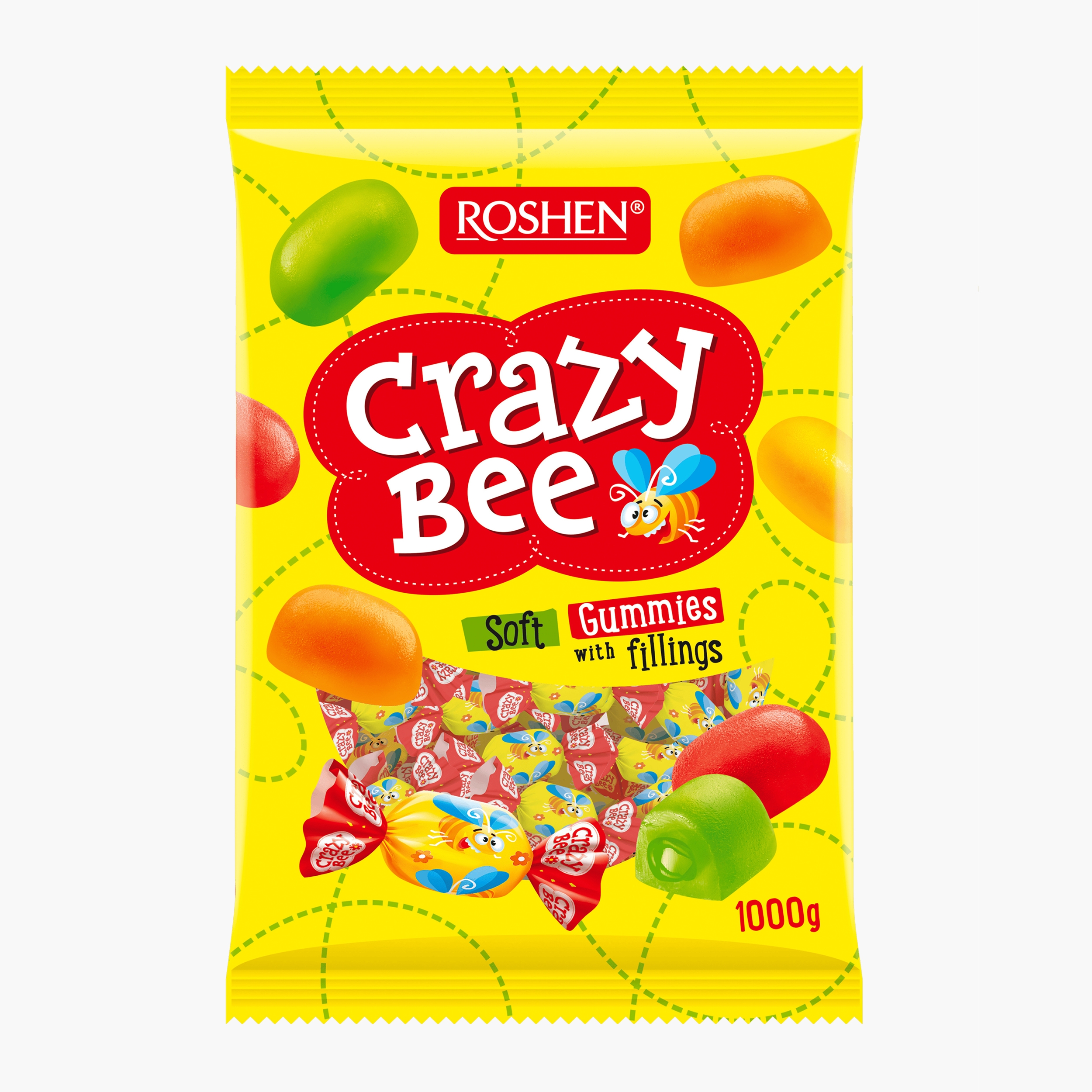 Jeleuri cu umplutură cu aromă de fructe Crazy Bee 1kg - Prospețime