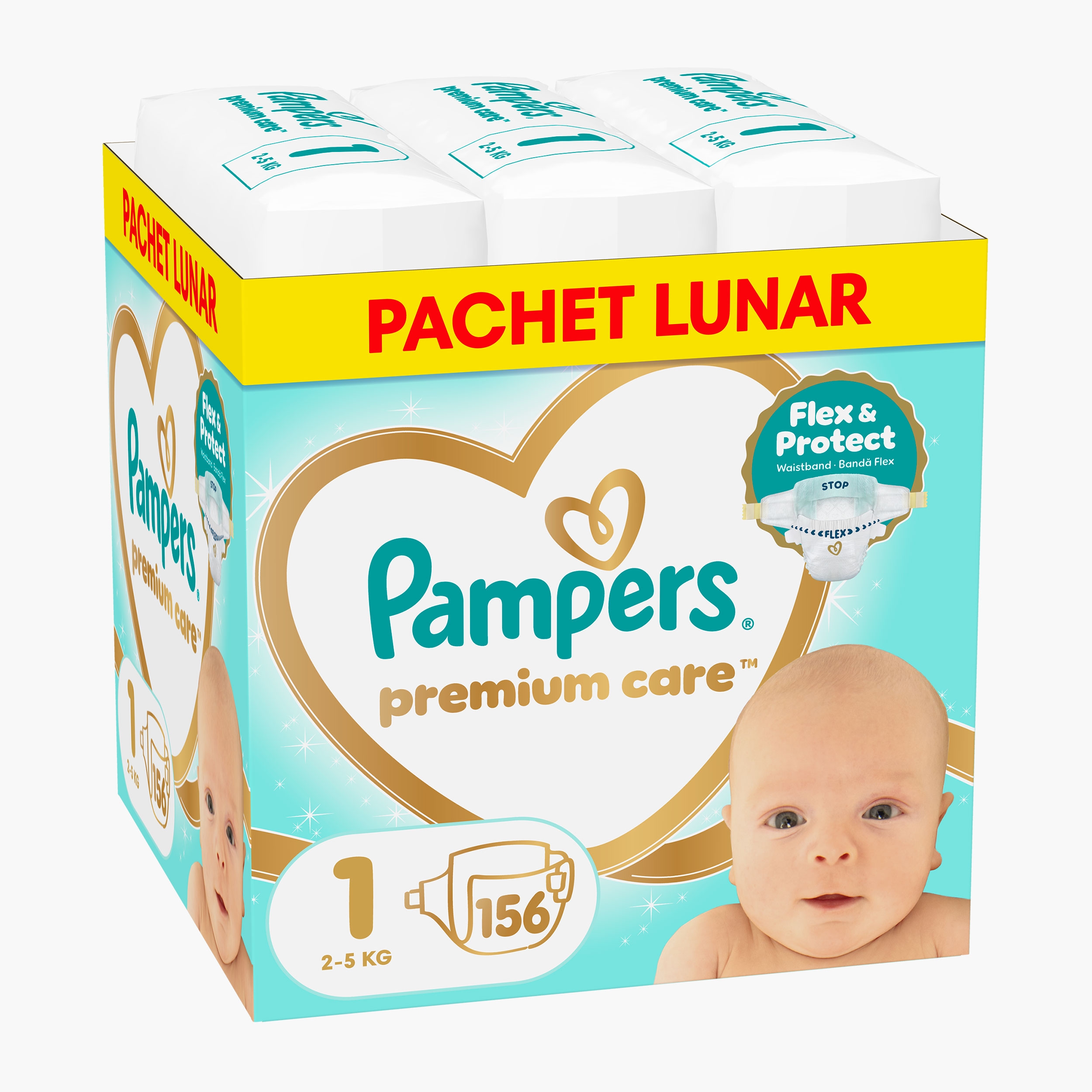 Scutece Premium Care XXL Box nou-născut, mărimea 1, 2-5kg, 156 buc