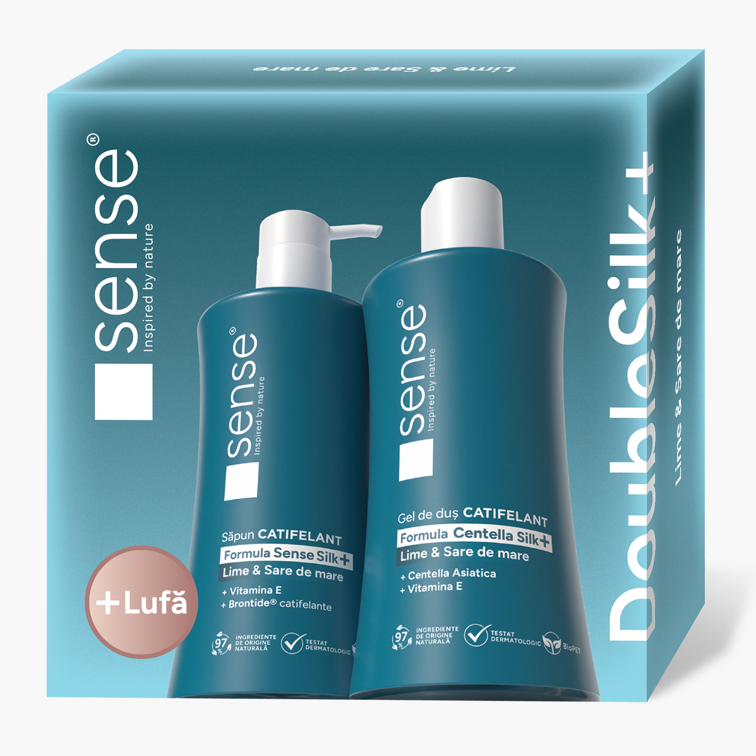 Set cadou Săpun lichid gel 330ml + Gel de duș 330ml Double Silk+