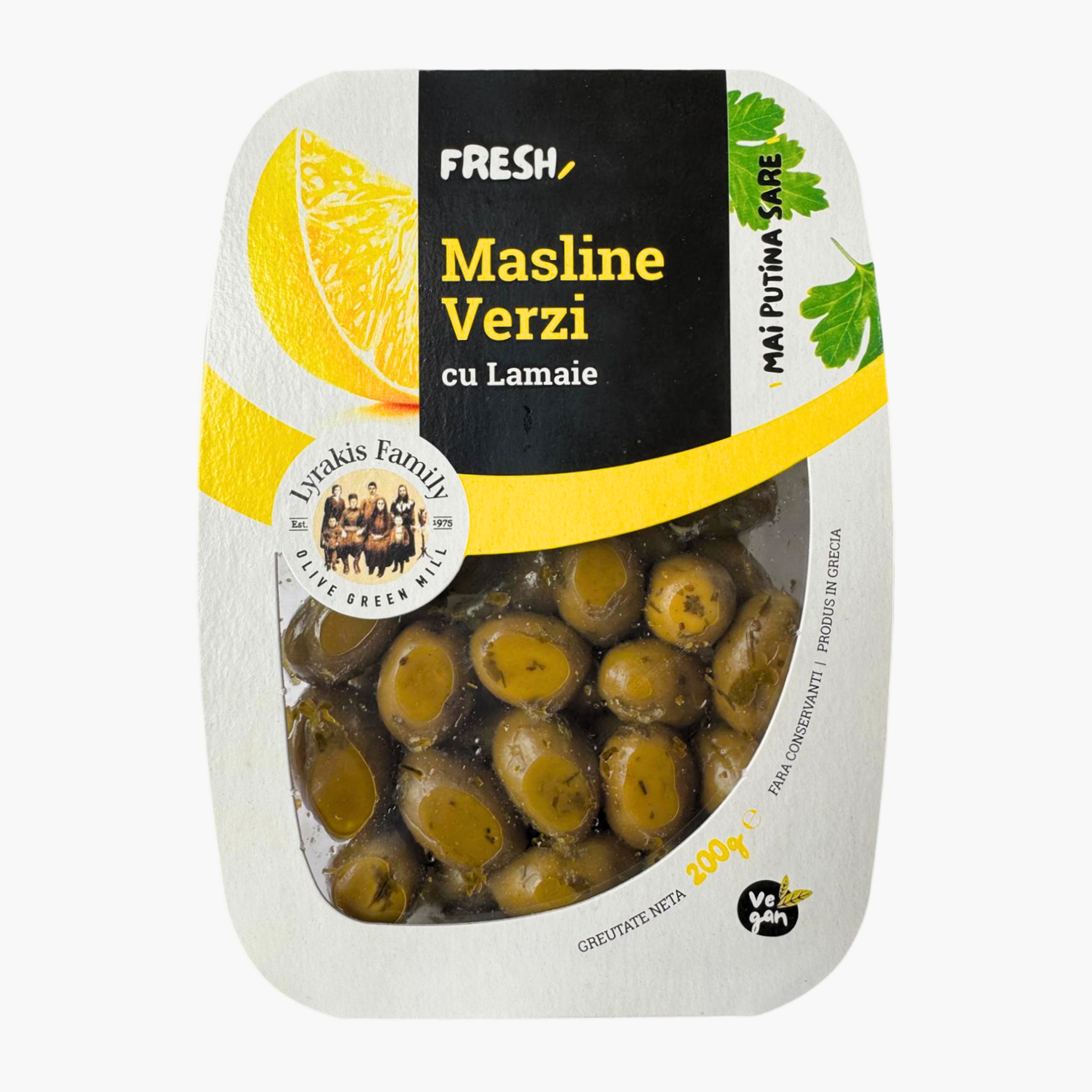 Măsline verzi cu lămâie 200g - Prospețime și varietate - Freshful.ro