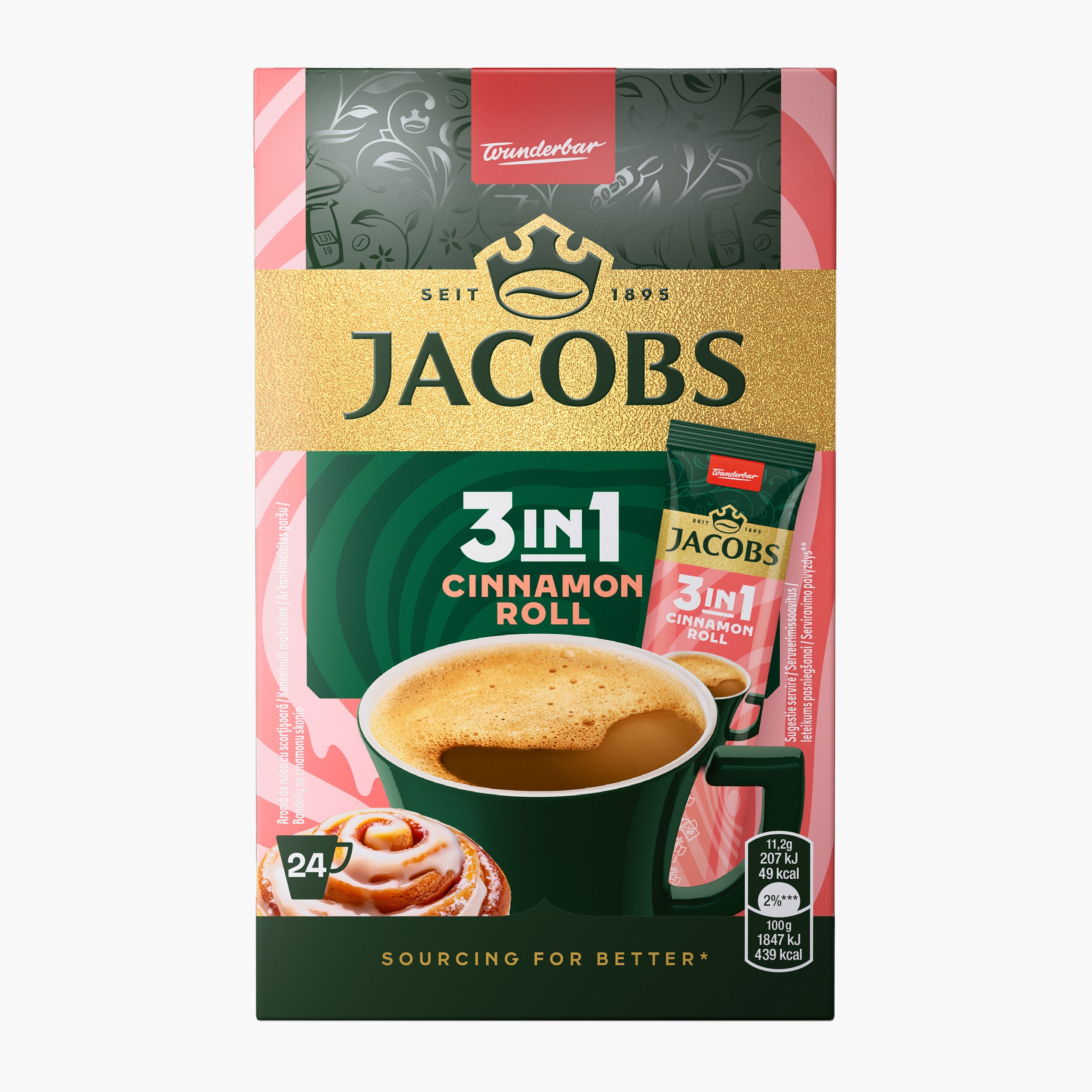 Cinnamon roll 3în1, plicuri 24x11.6g, cafea solubilă - Prospețime