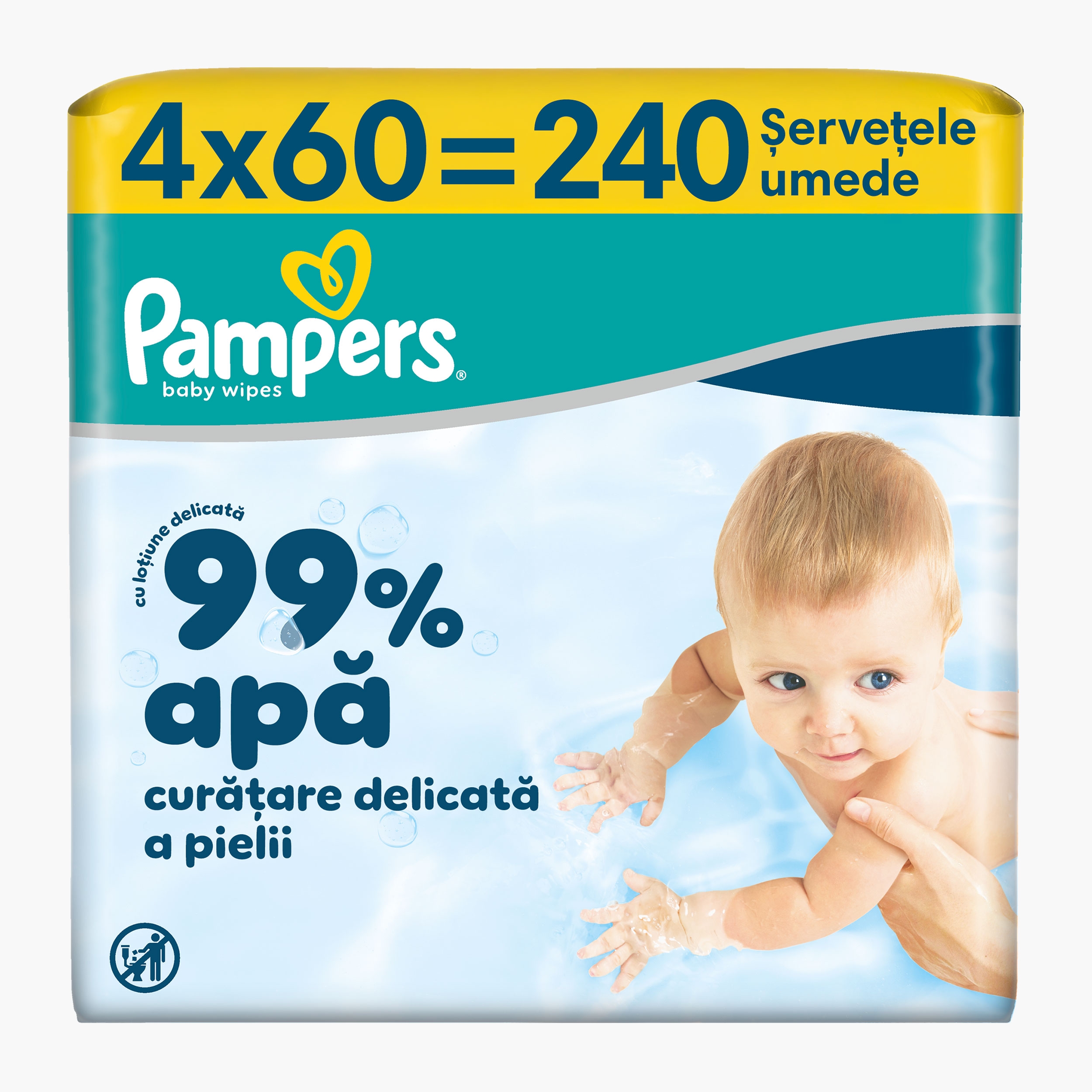 Șervețele umede pentru bebeluși, Aqua Soft Touch, 4 pachete x 60